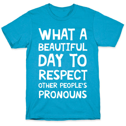 What A Beautiful Day To Respect Other People's Pronouns Unisex Triblend Tee