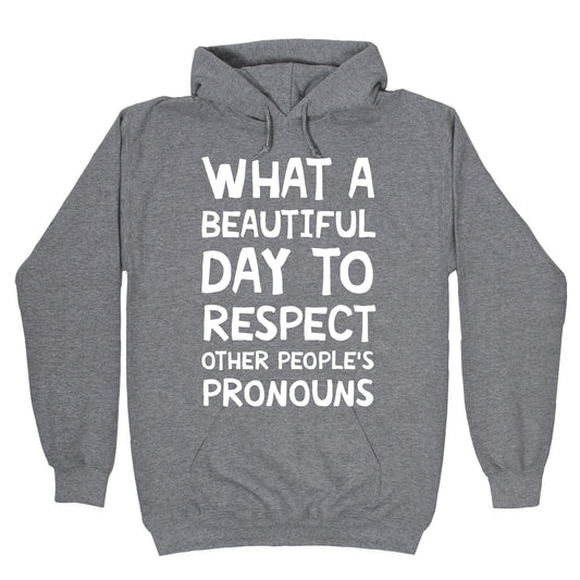 What A Beautiful Day To Respect Other People's Pronouns Hoodie