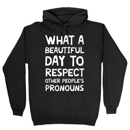 What A Beautiful Day To Respect Other People's Pronouns Hoodie