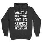 What A Beautiful Day To Respect Other People's Pronouns Hoodie