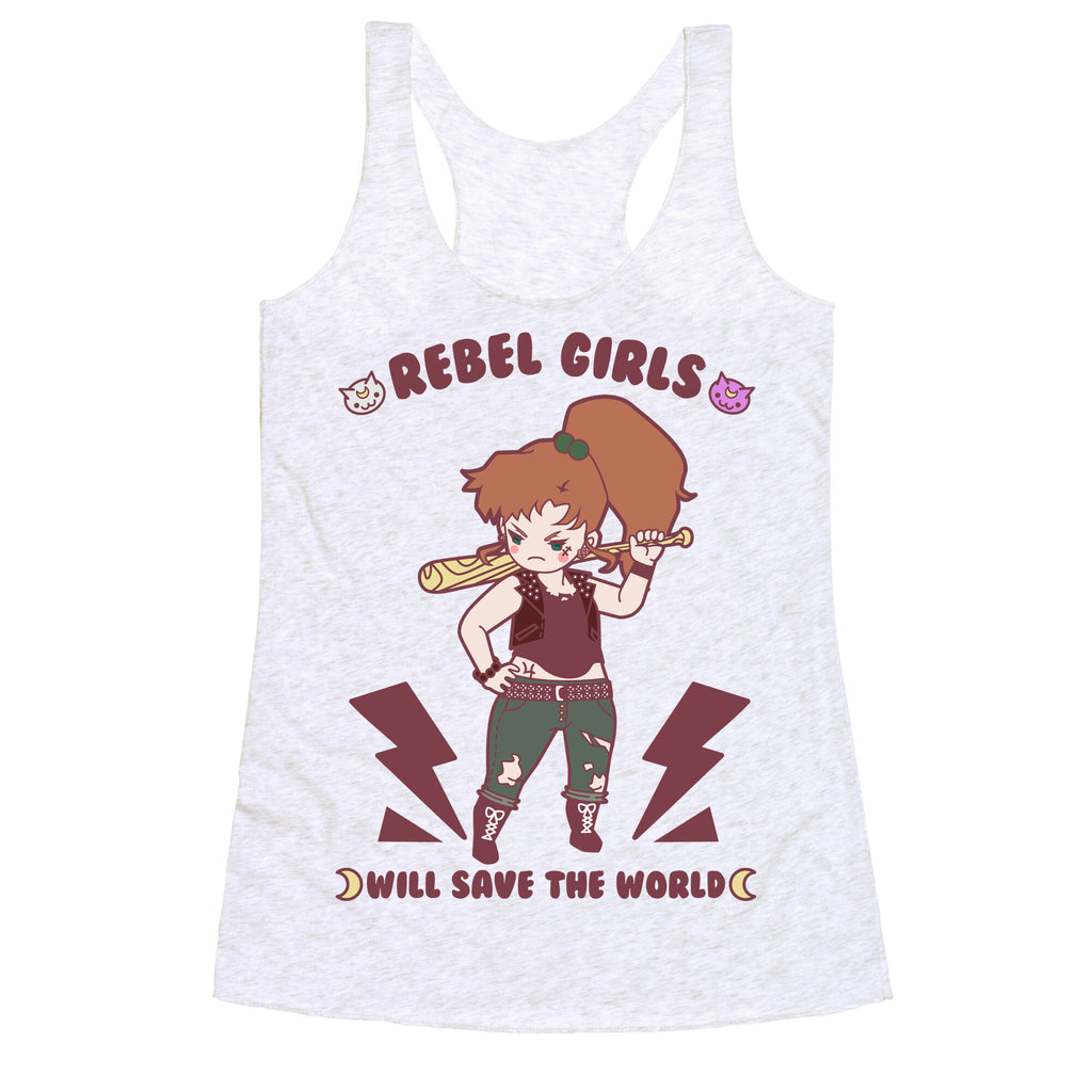 Rebel Girls Will Save The World Jupiter Parody Racerback Tank