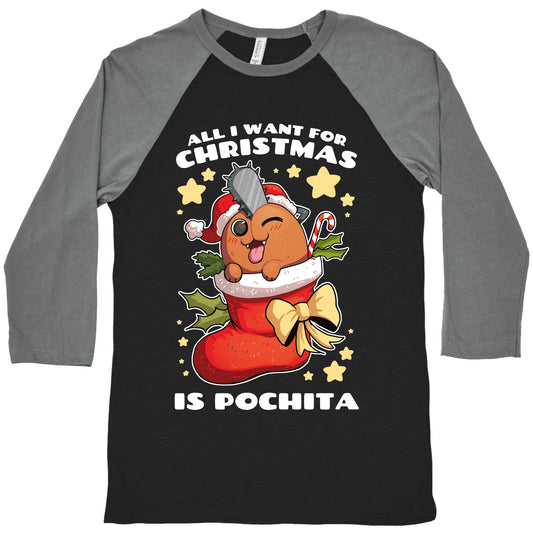All I Want For Christmas Is Pochita Baseball Tee