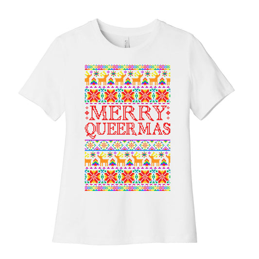 Merry Queermas Gay Pride Christmas Sweater Women's Cotton Tee