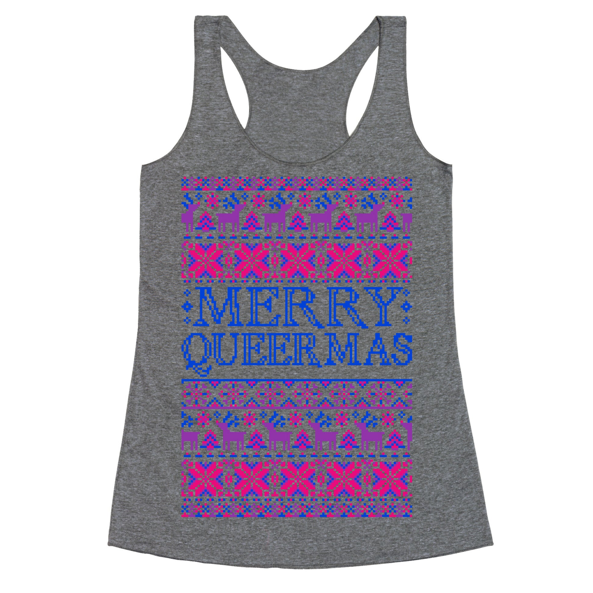Merry Queermas Bisexual Pride Christmas Sweater Racerback Tank