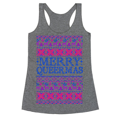 Merry Queermas Bisexual Pride Christmas Sweater Racerback Tank