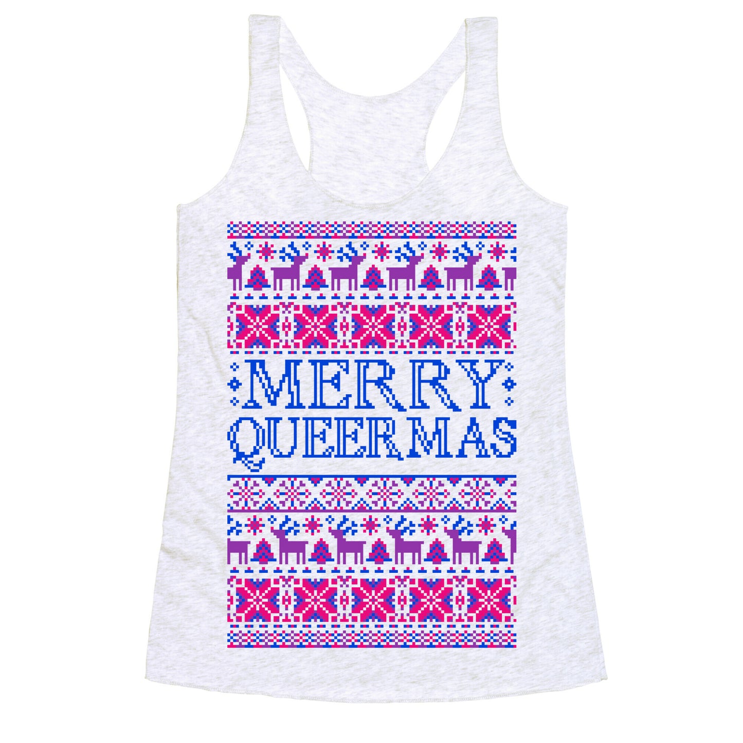 Merry Queermas Bisexual Pride Christmas Sweater Racerback Tank