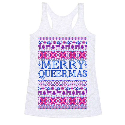 Merry Queermas Bisexual Pride Christmas Sweater Racerback Tank