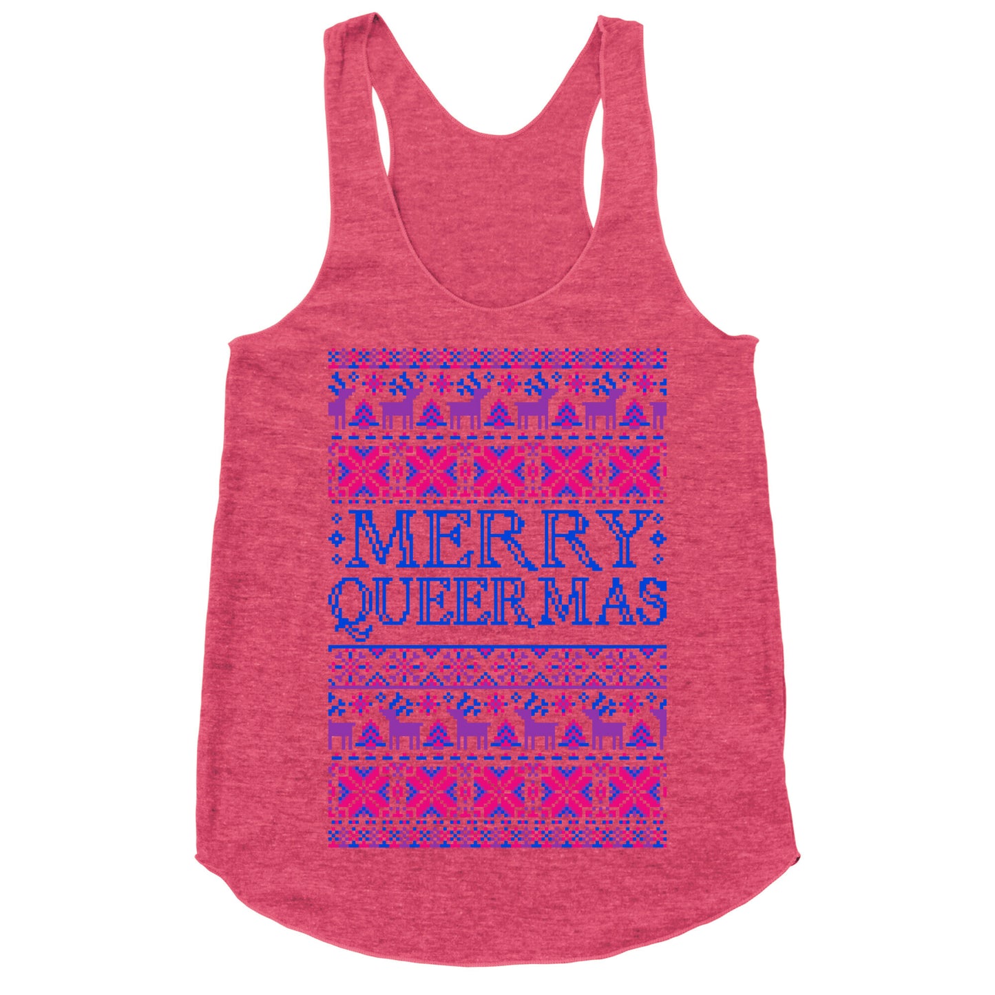 Merry Queermas Bisexual Pride Christmas Sweater Racerback Tank