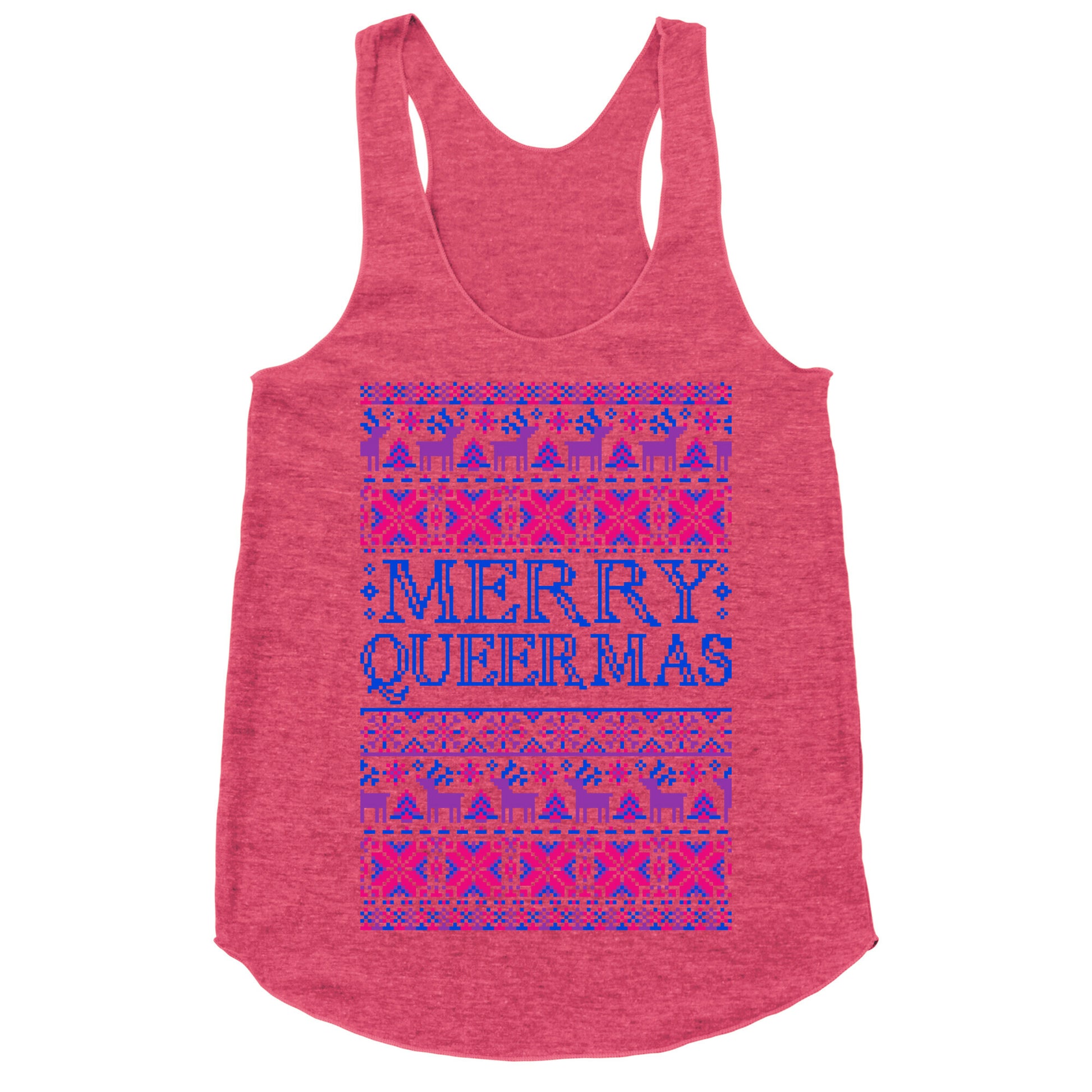 Merry Queermas Bisexual Pride Christmas Sweater Racerback Tank