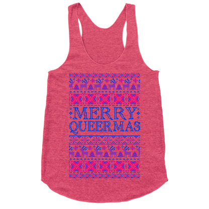 Merry Queermas Bisexual Pride Christmas Sweater Racerback Tank