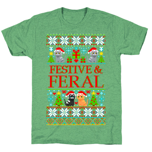 Festive and Feral Sweater Pattern Unisex Triblend Tee
