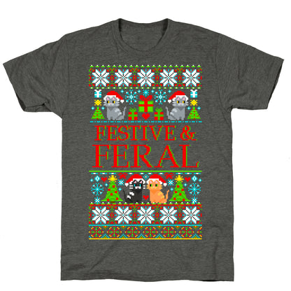 Festive and Feral Sweater Pattern Unisex Triblend Tee