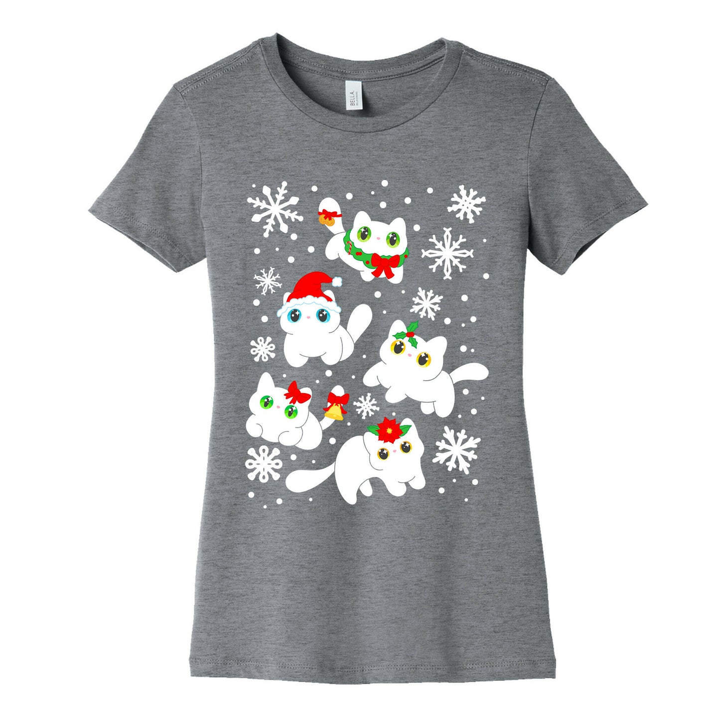 Christmas Cats Pattern Women's Cotton Tee