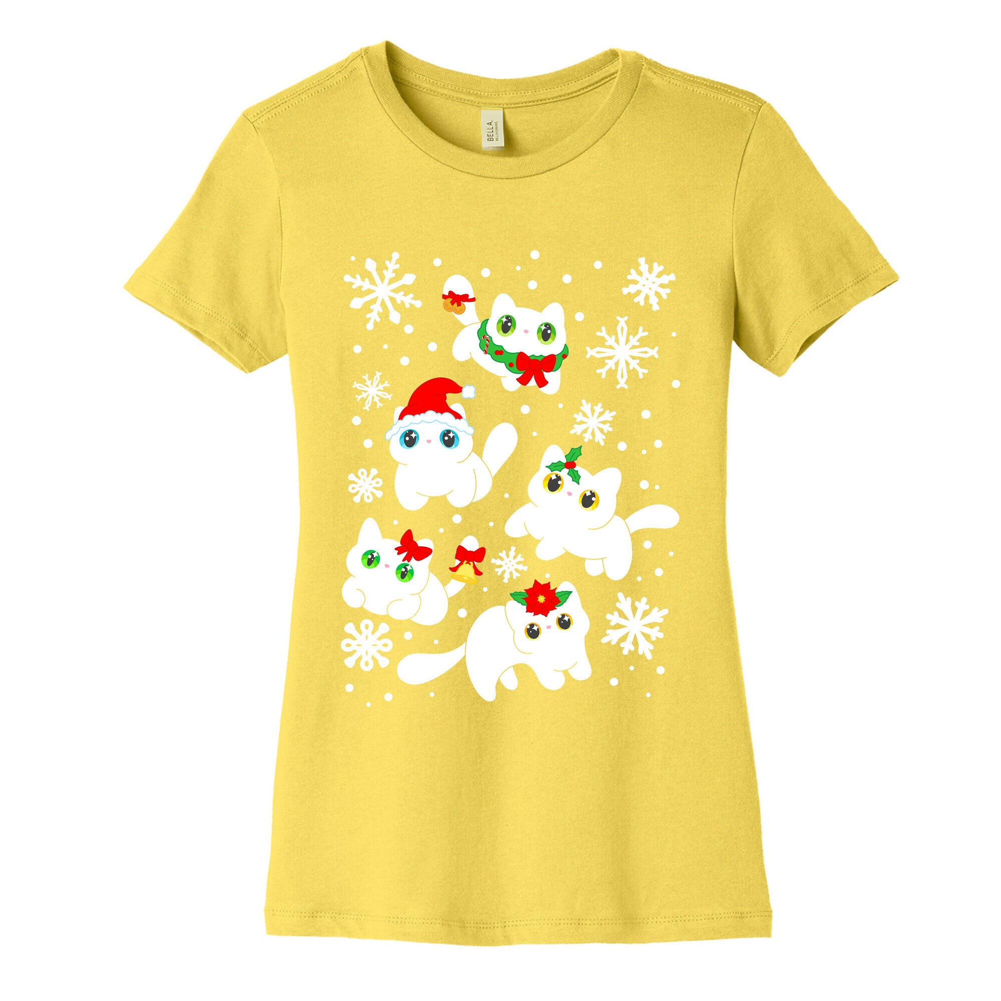Christmas Cats Pattern Women's Cotton Tee