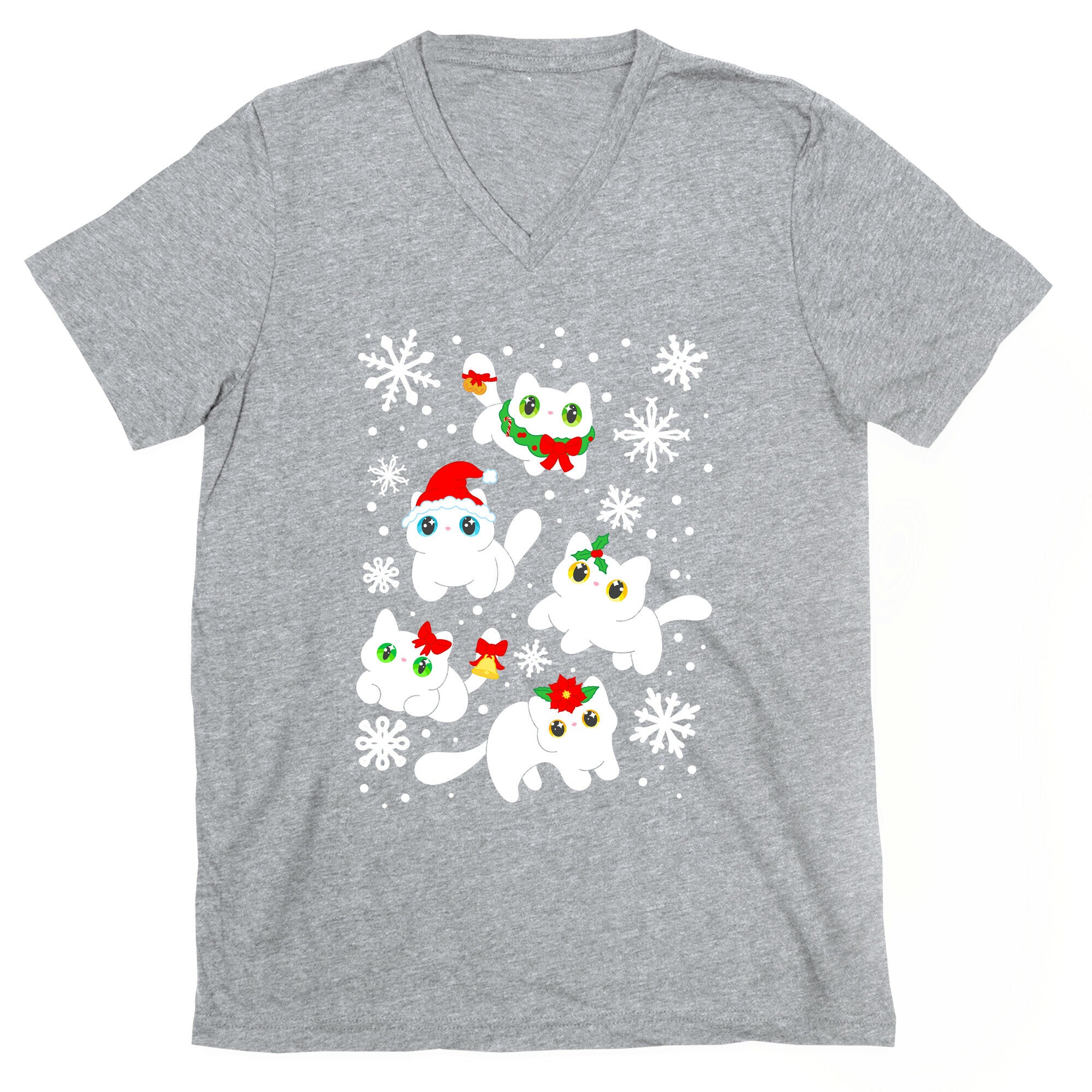 Christmas Cats Pattern V-Neck