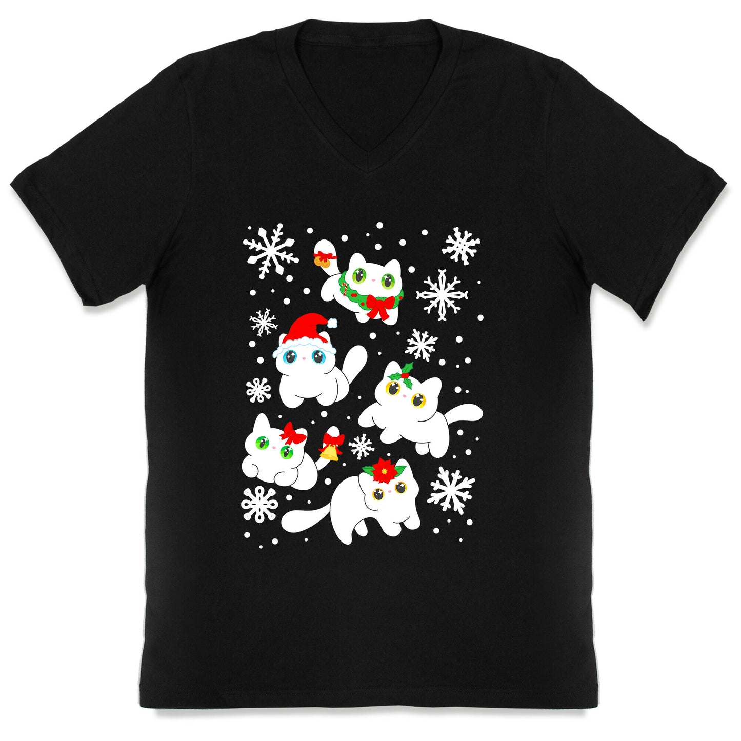 Christmas Cats Pattern V-Neck