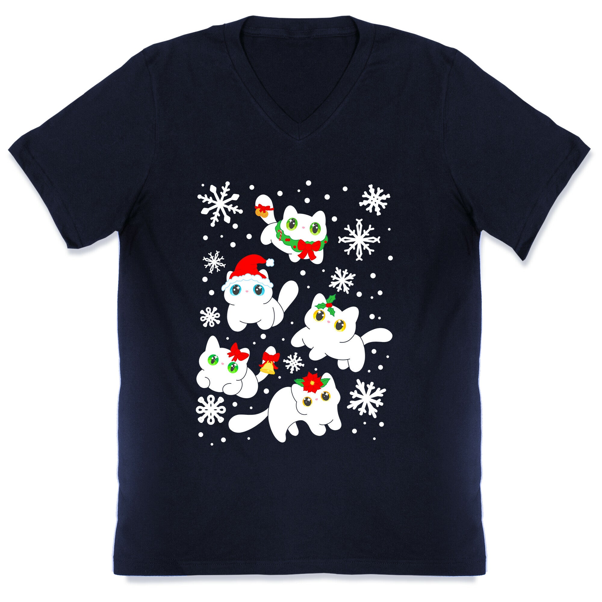 Christmas Cats Pattern V-Neck