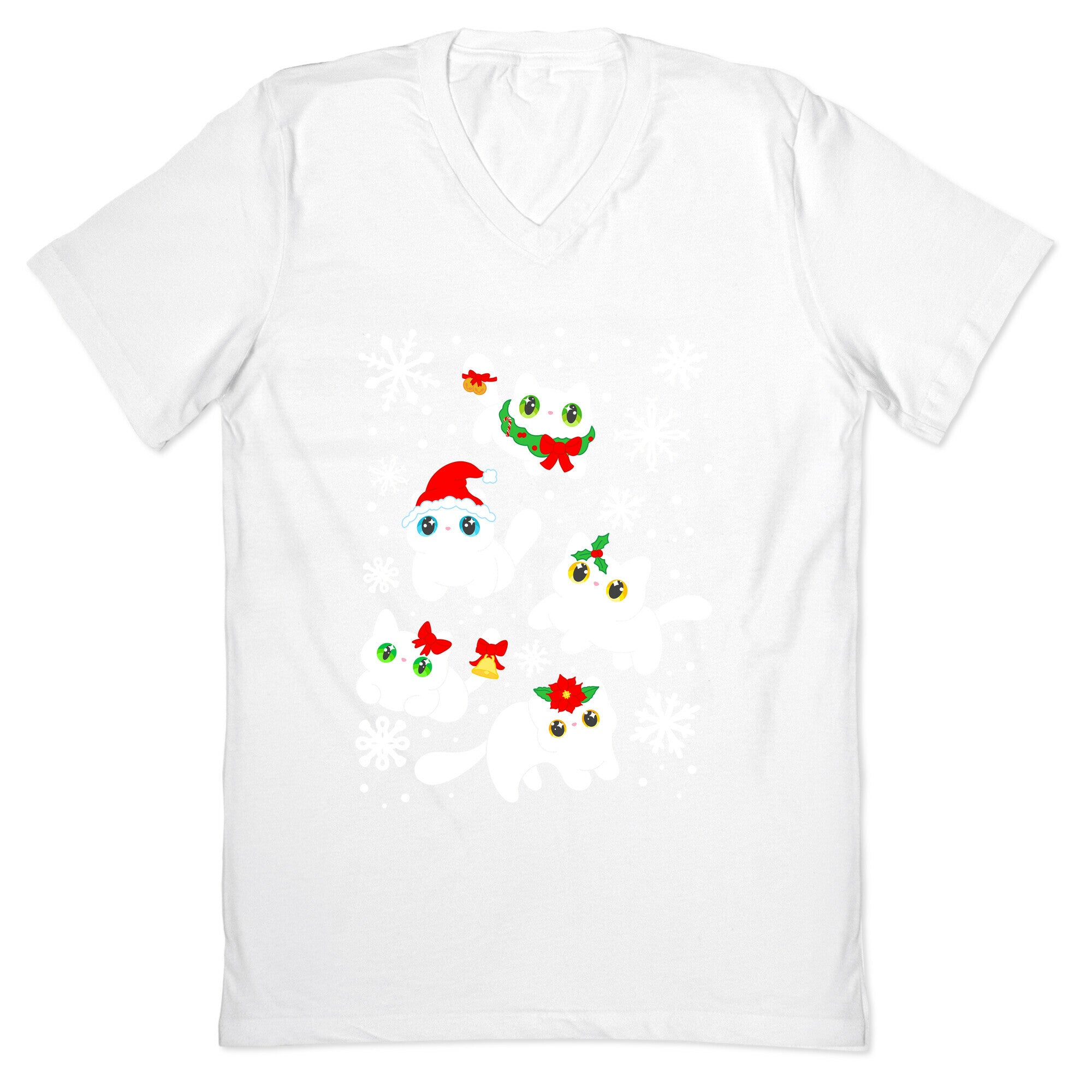 Christmas Cats Pattern V-Neck
