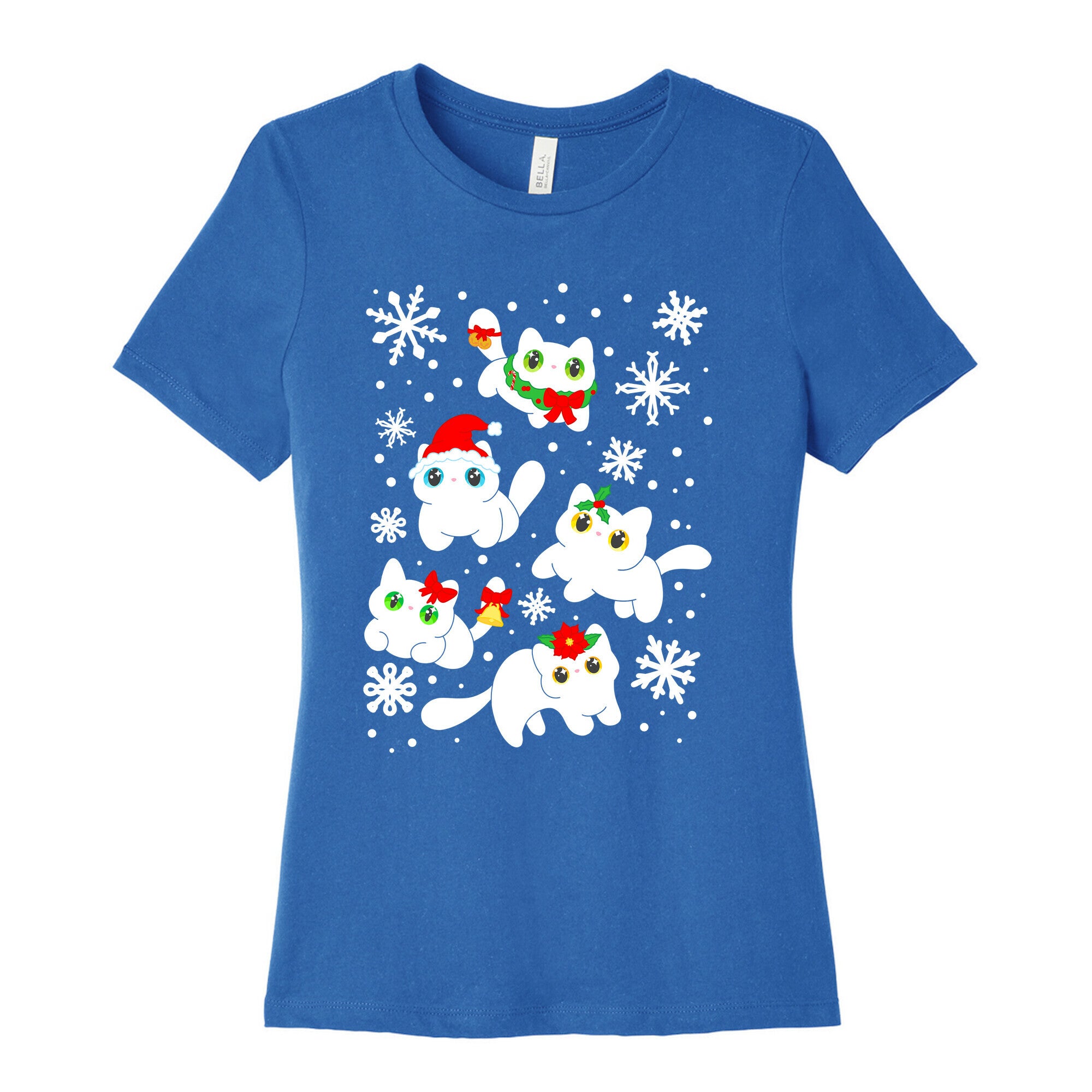 Christmas Cats Pattern Women's Cotton Tee