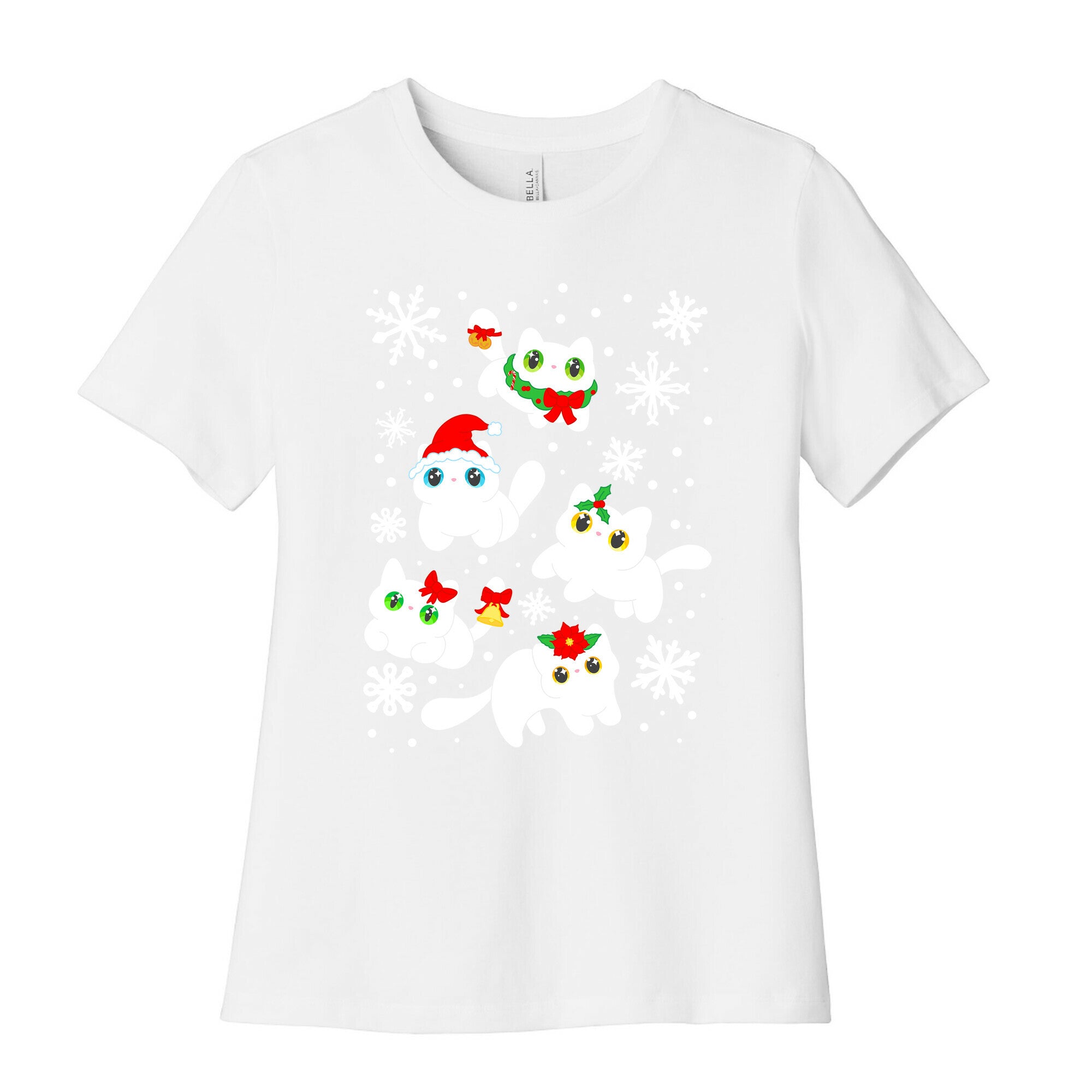 Christmas Cats Pattern Women's Cotton Tee