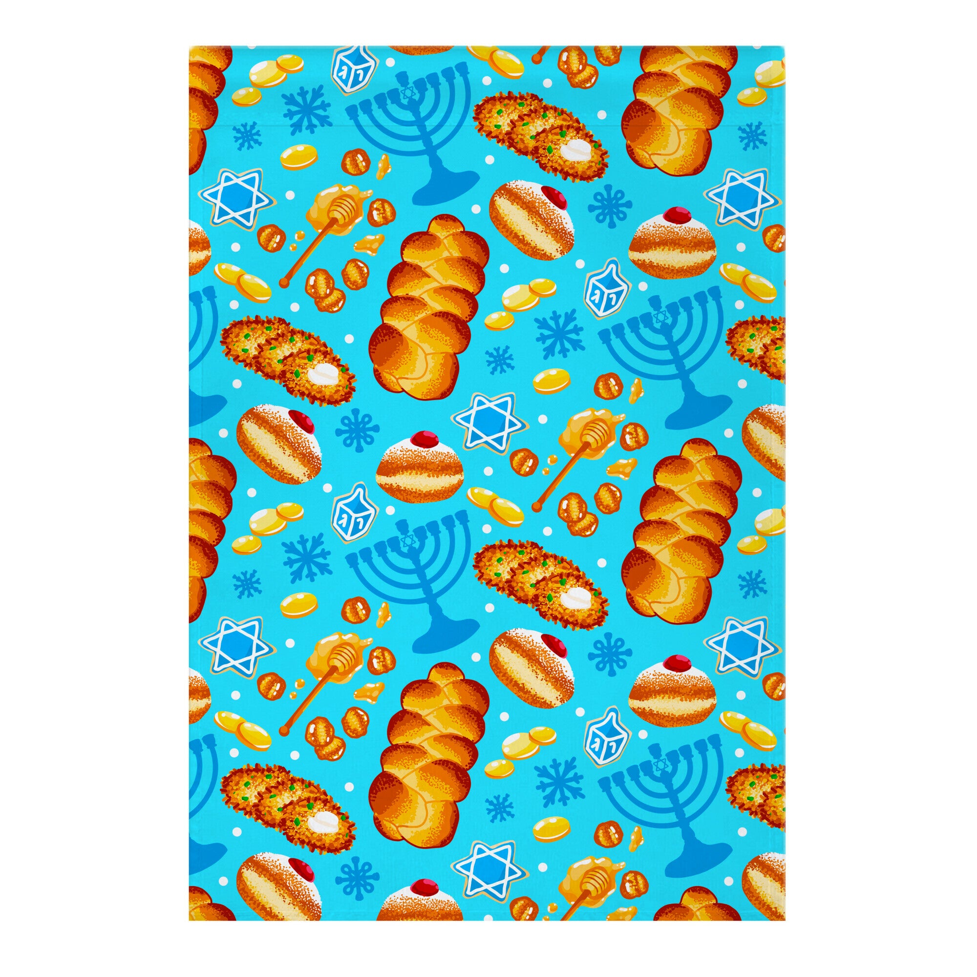 Traditional Hanukkah Food Pattern Garden Flag