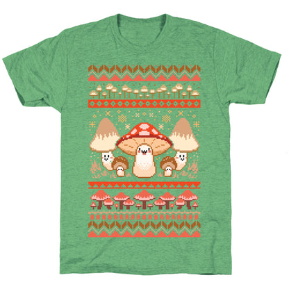 Mushroom Ugly Christmas Sweater Unisex Triblend Tee