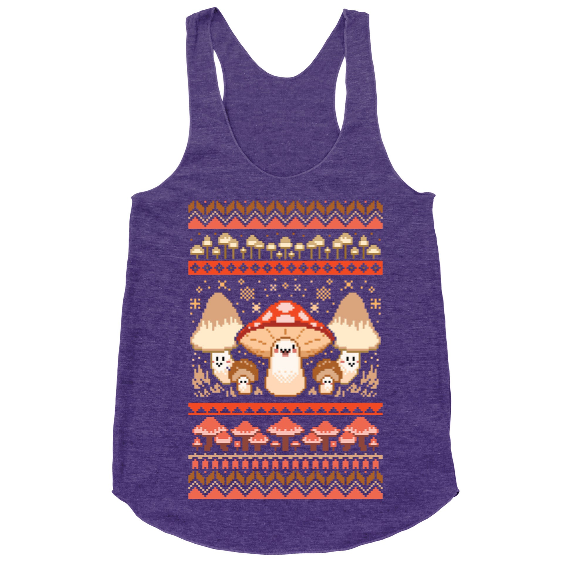 Mushroom Ugly Christmas Sweater Racerback Tank