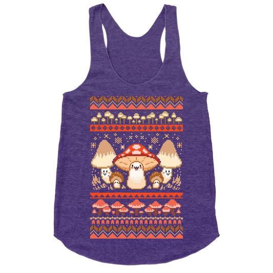 Mushroom Ugly Christmas Sweater Racerback Tank