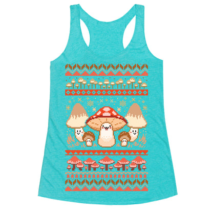 Mushroom Ugly Christmas Sweater Racerback Tank