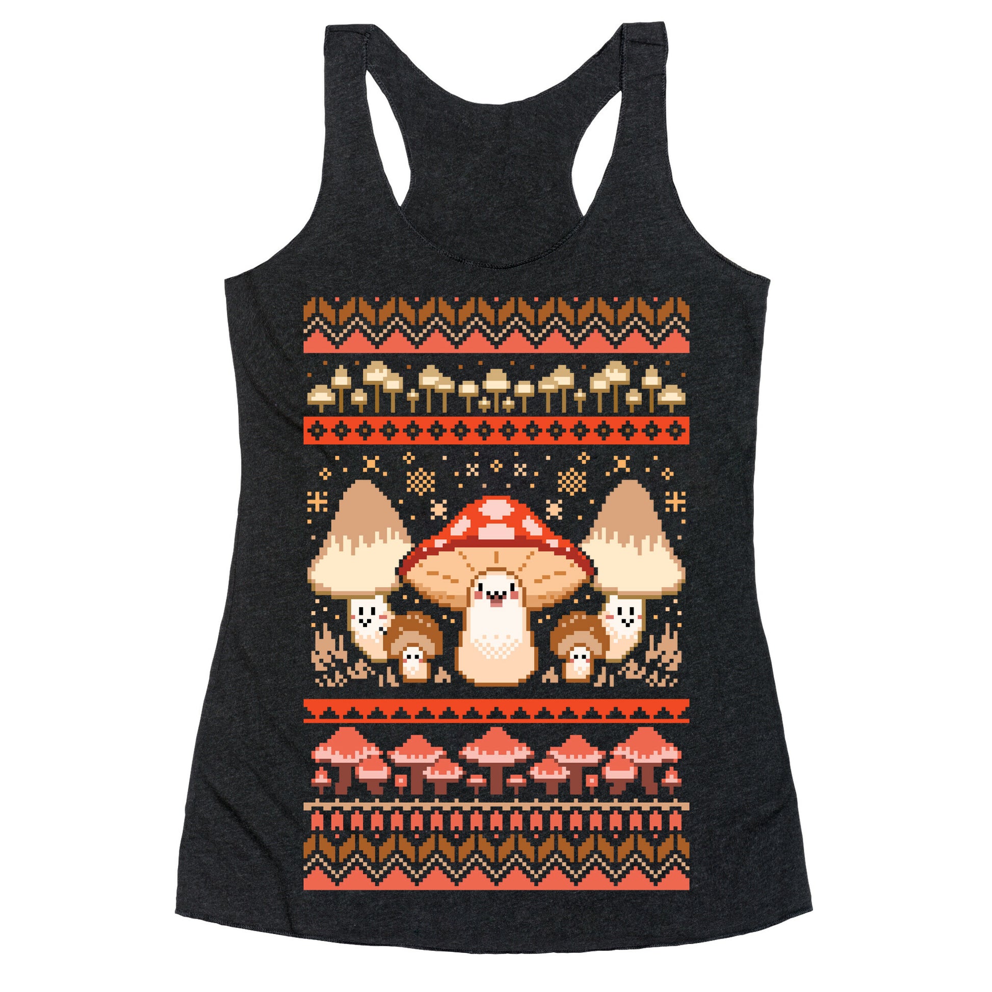 Mushroom Ugly Christmas Sweater Racerback Tank
