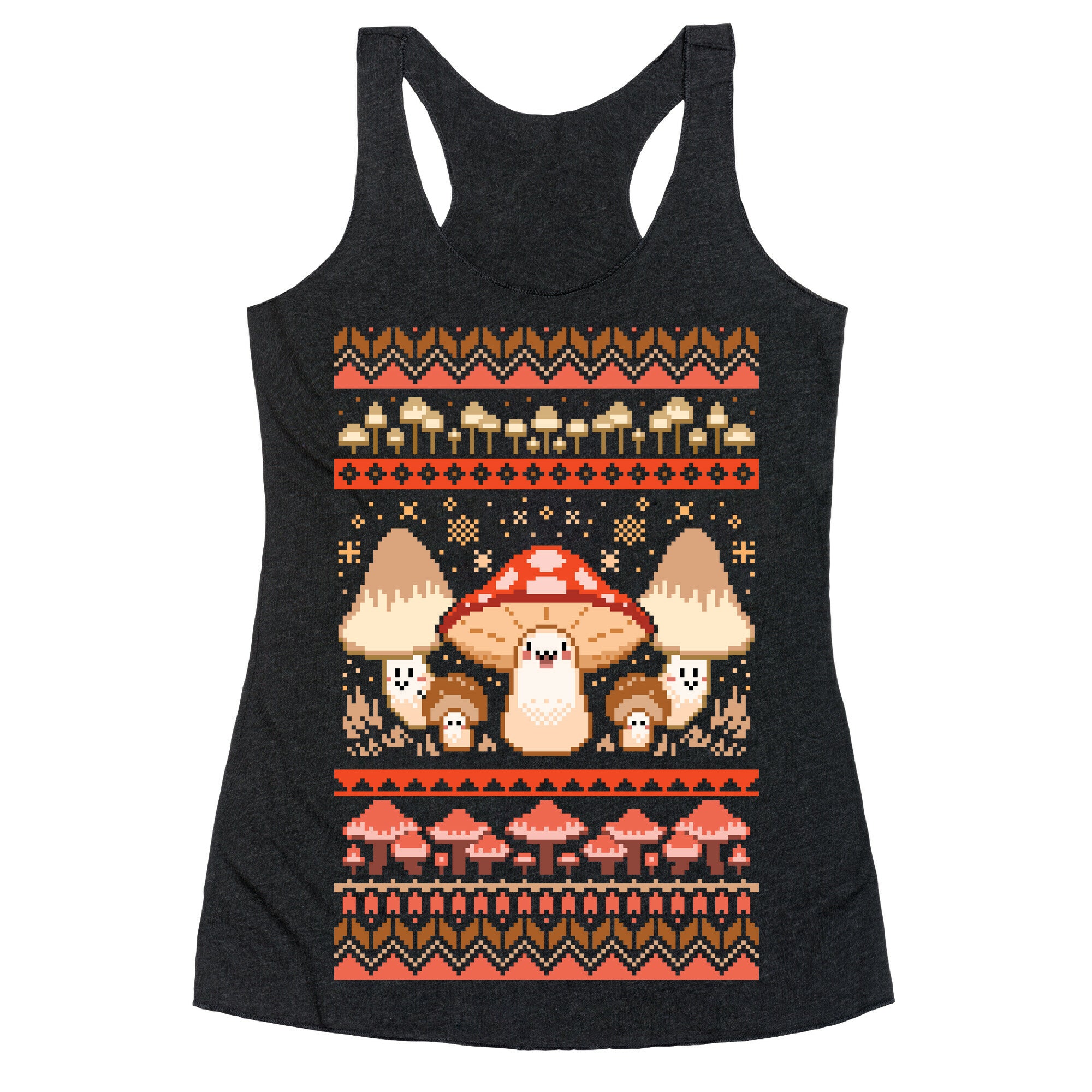 Mushroom Ugly Christmas Sweater Racerback Tank