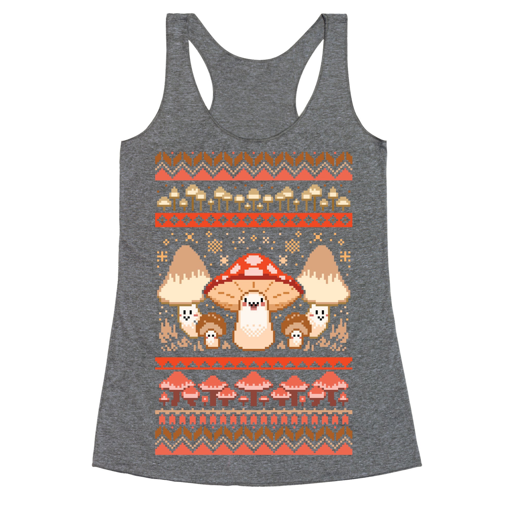 Mushroom Ugly Christmas Sweater Racerback Tank