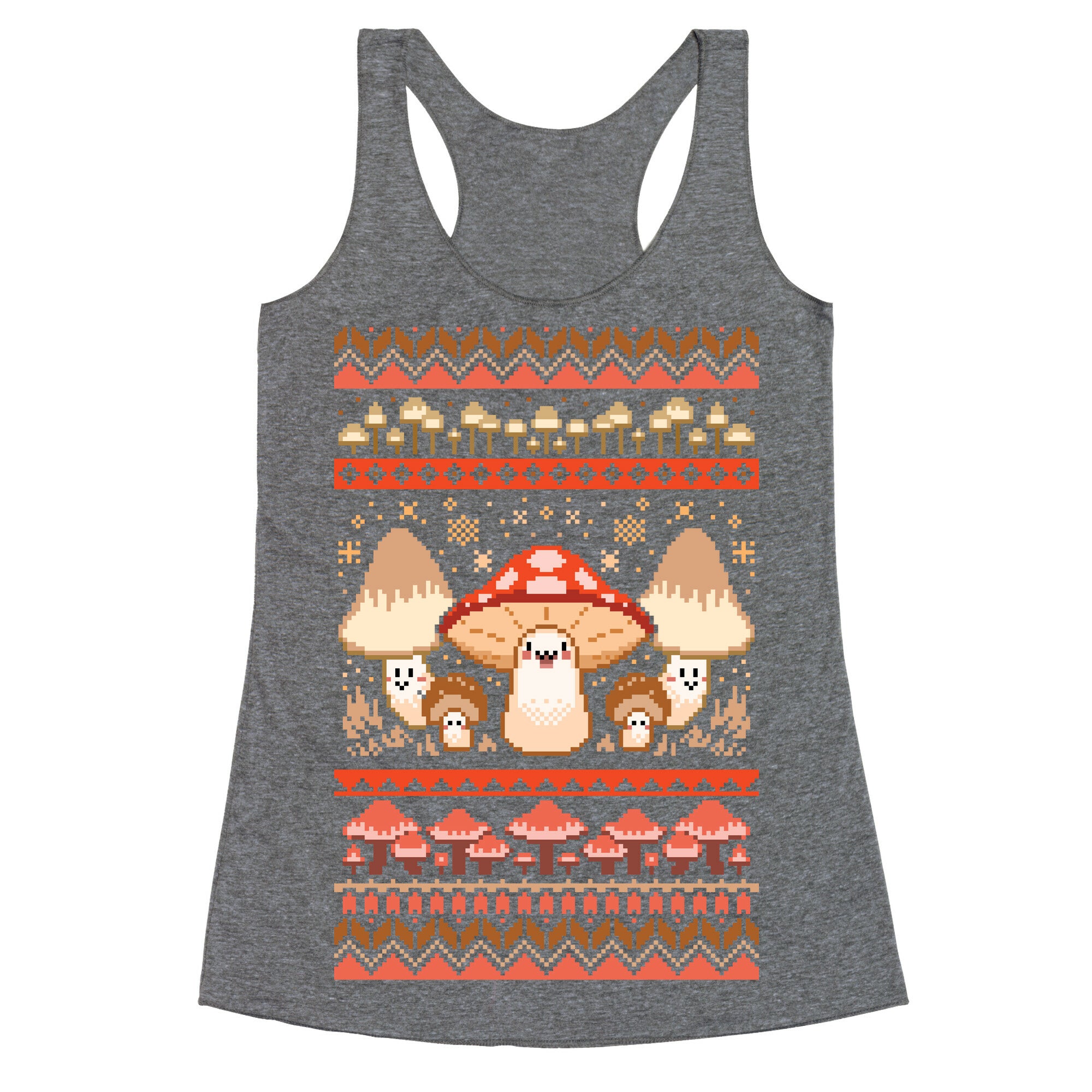 Mushroom Ugly Christmas Sweater Racerback Tank