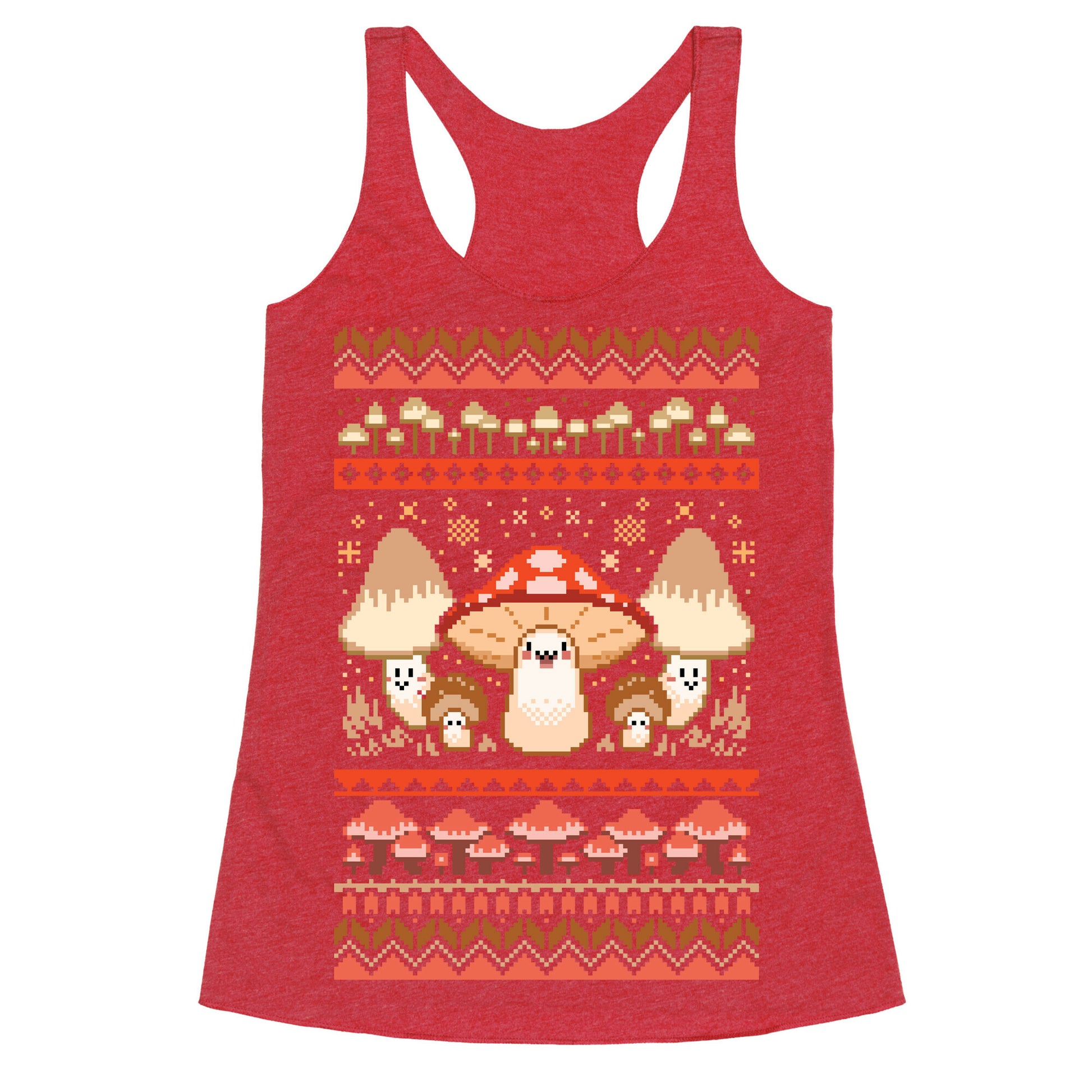 Mushroom Ugly Christmas Sweater Racerback Tank