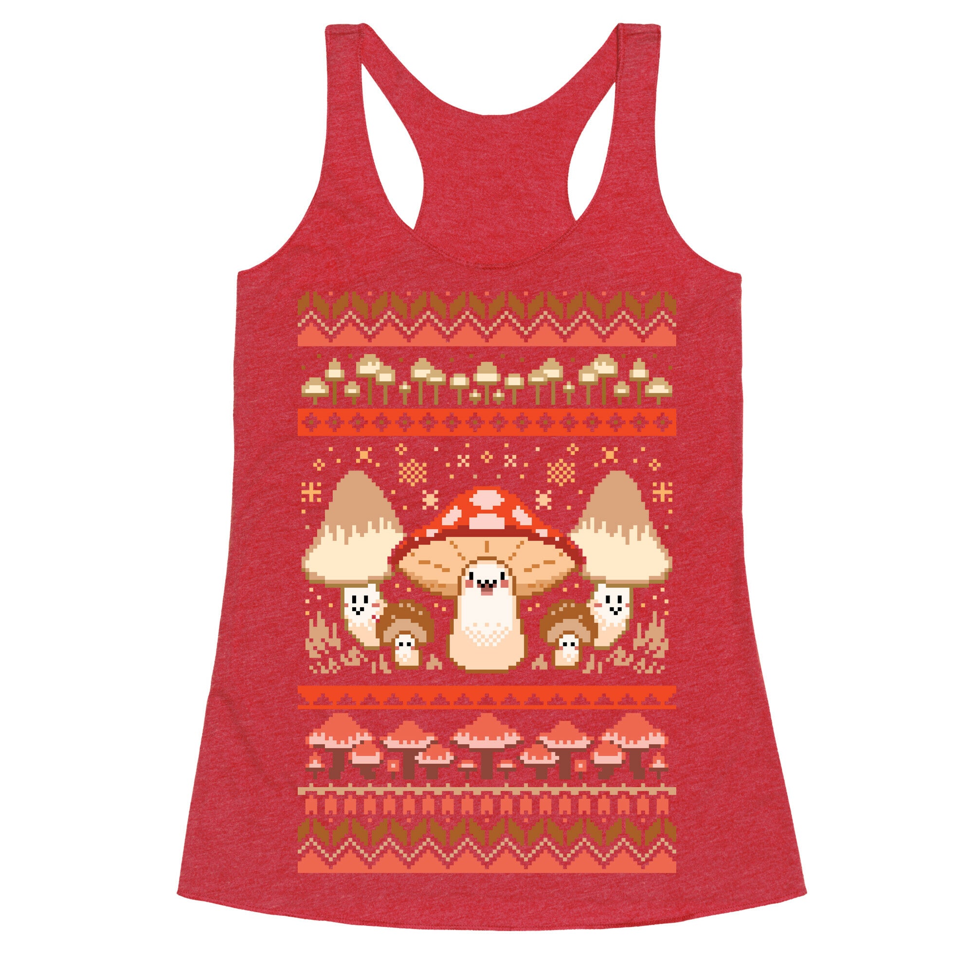 Mushroom Ugly Christmas Sweater Racerback Tank