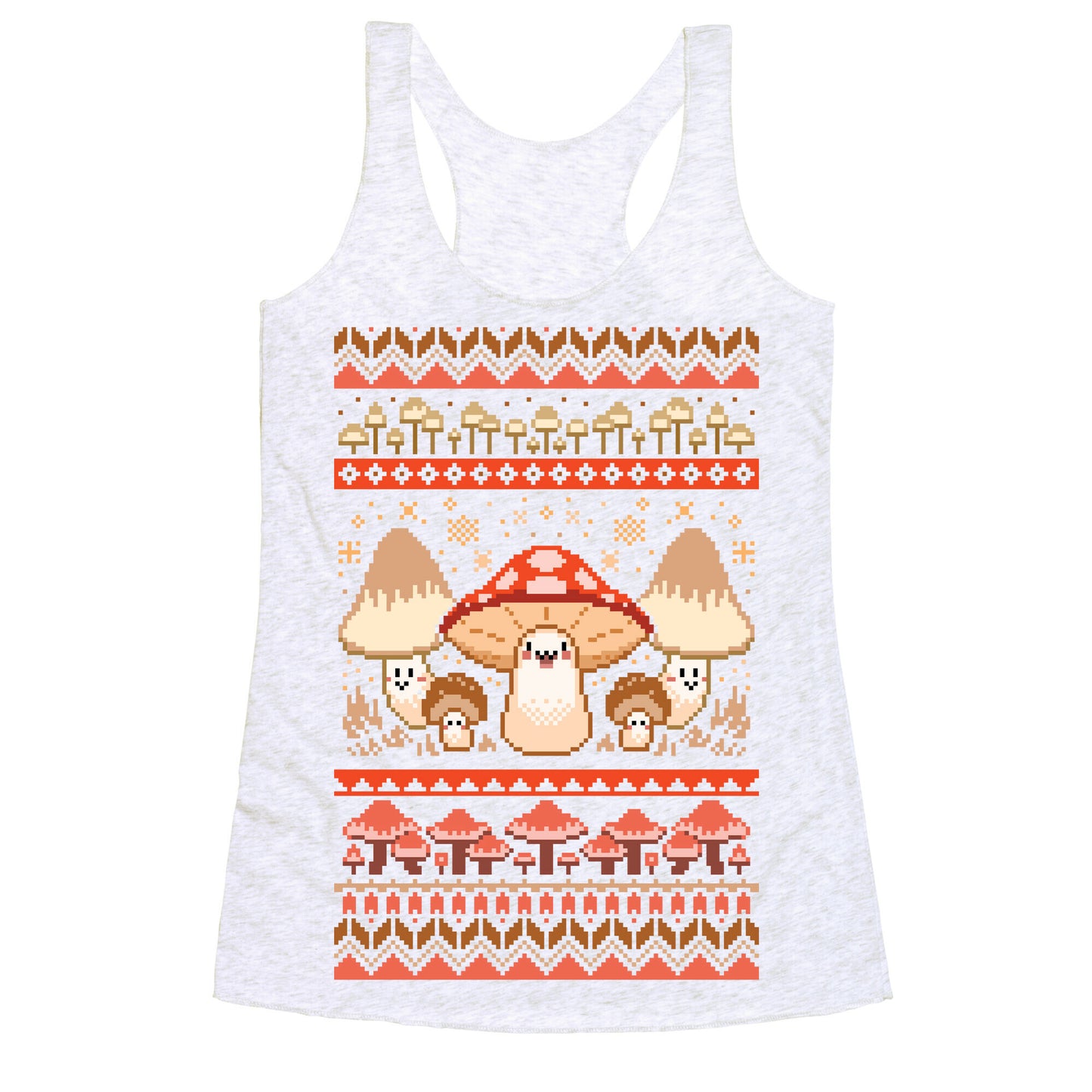 Mushroom Ugly Christmas Sweater Racerback Tank