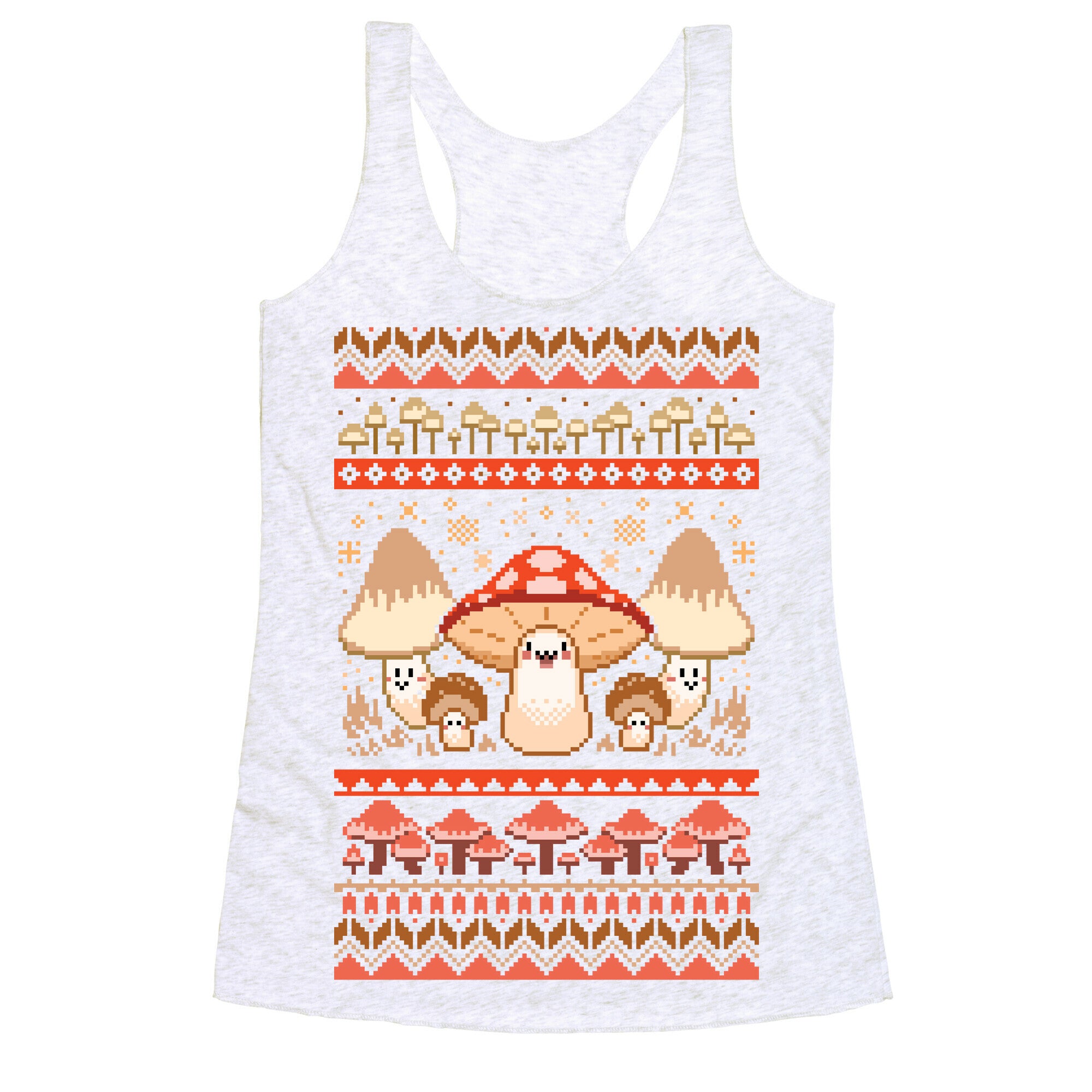 Mushroom Ugly Christmas Sweater Racerback Tank