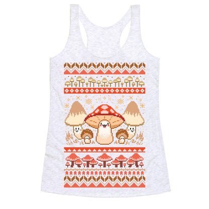 Mushroom Ugly Christmas Sweater Racerback Tank