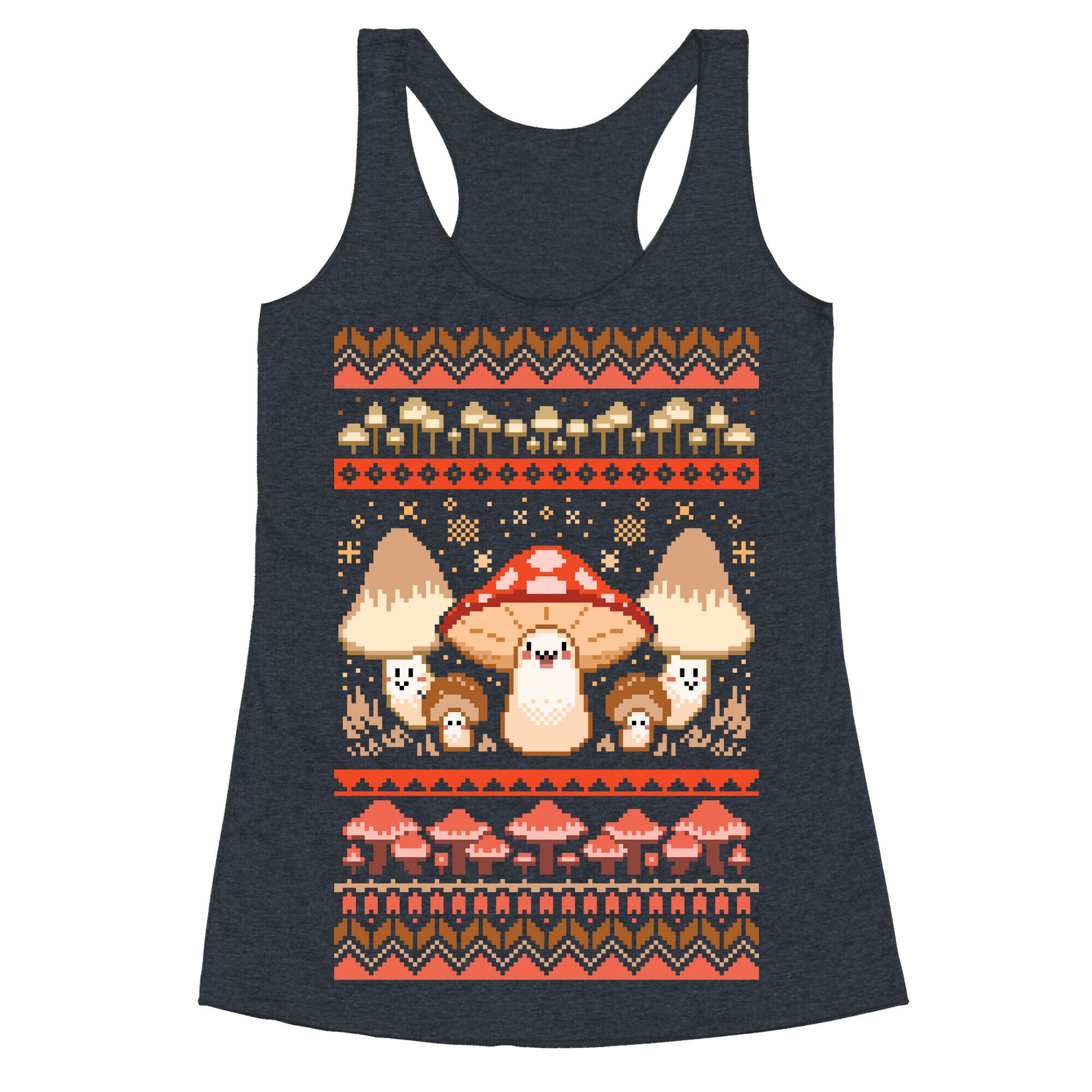 Mushroom Ugly Christmas Sweater Racerback Tank