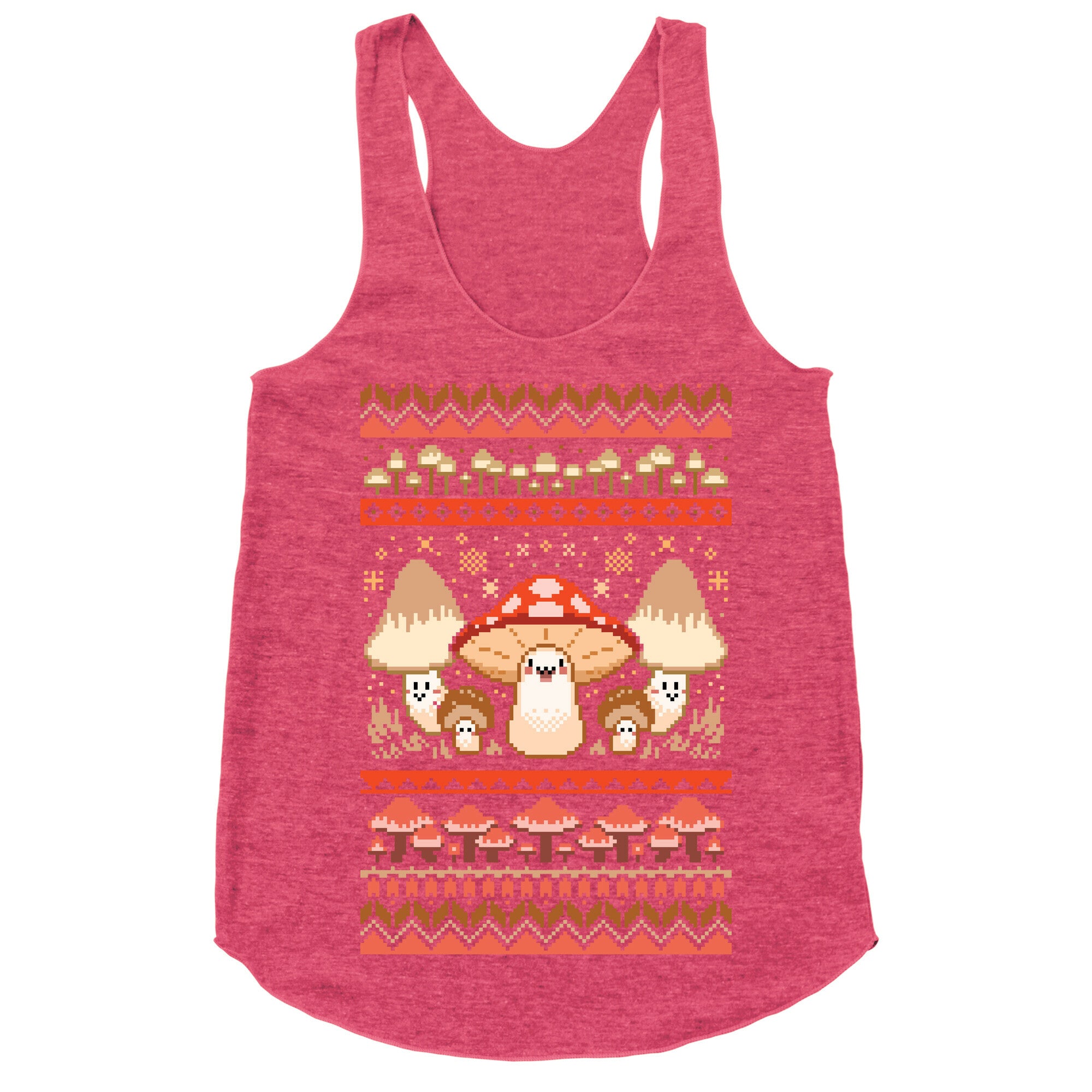 Mushroom Ugly Christmas Sweater Racerback Tank
