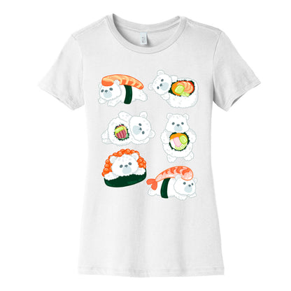 Sushi Bears Pattern Women's Cotton Tee