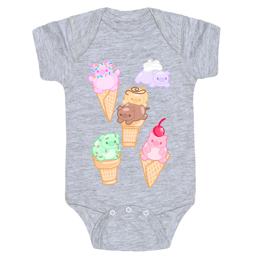 Ice Cream Pigs Pattern Baby One Piece