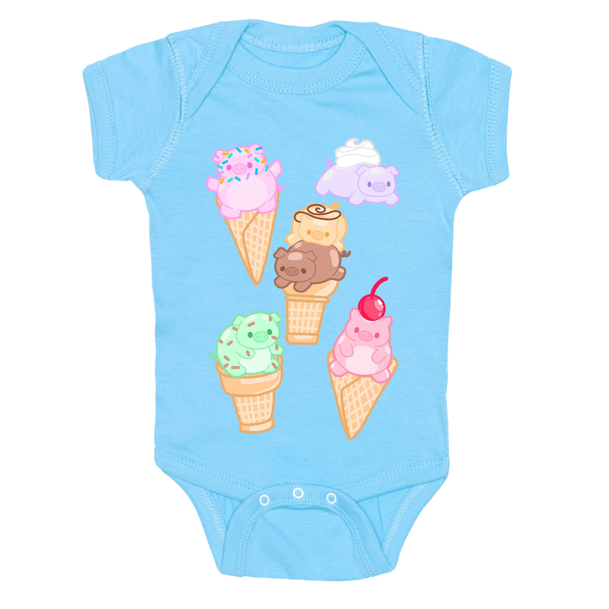 Ice Cream Pigs Pattern Baby One Piece