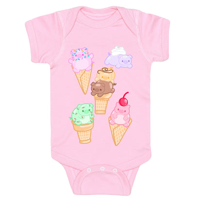 Ice Cream Pigs Pattern Baby One Piece