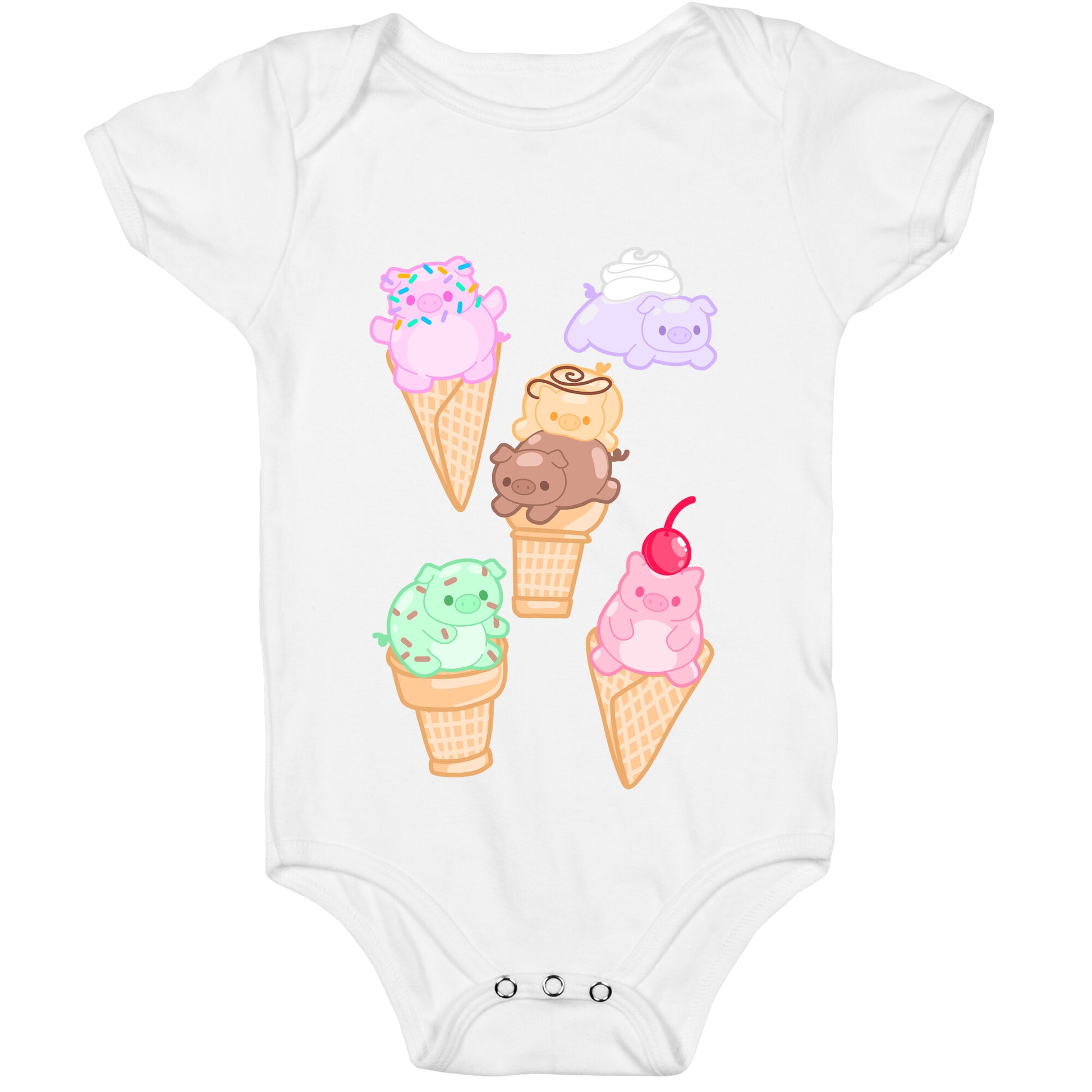 Ice Cream Pigs Pattern Baby One Piece