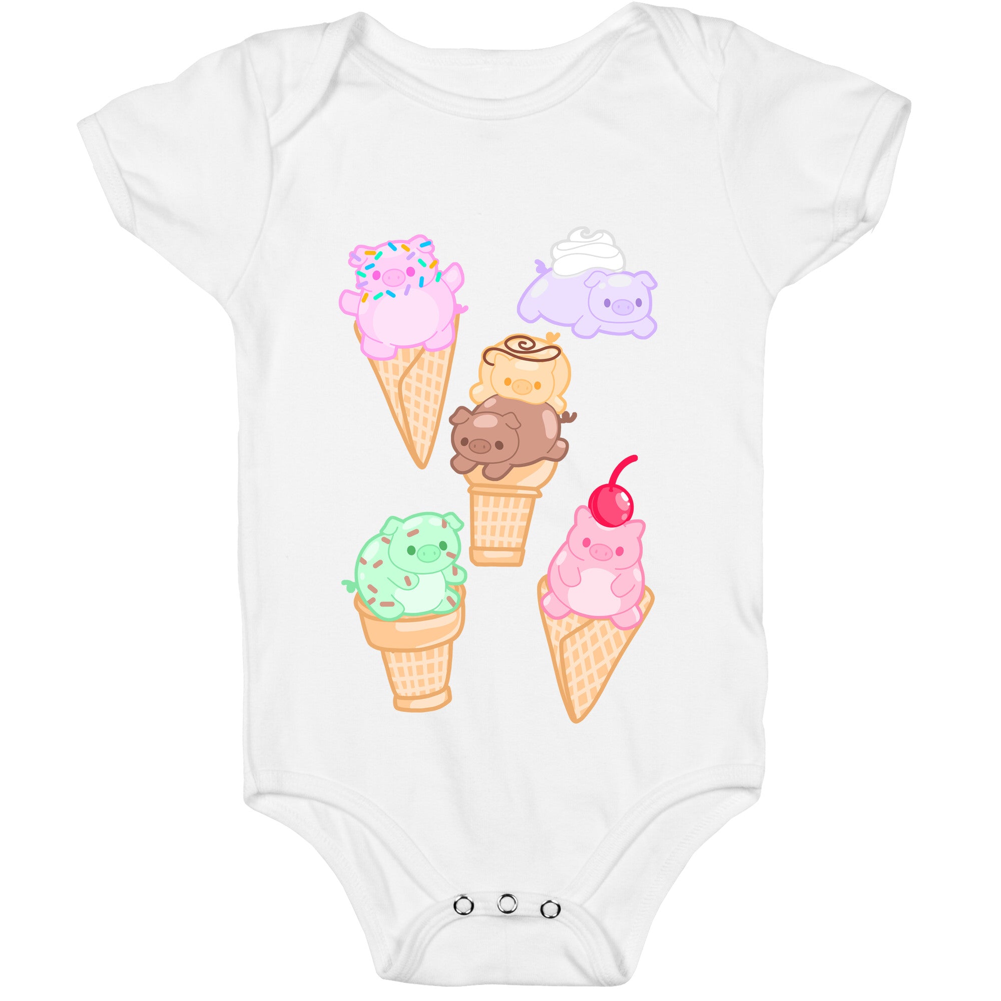Ice Cream Pigs Pattern Baby One Piece