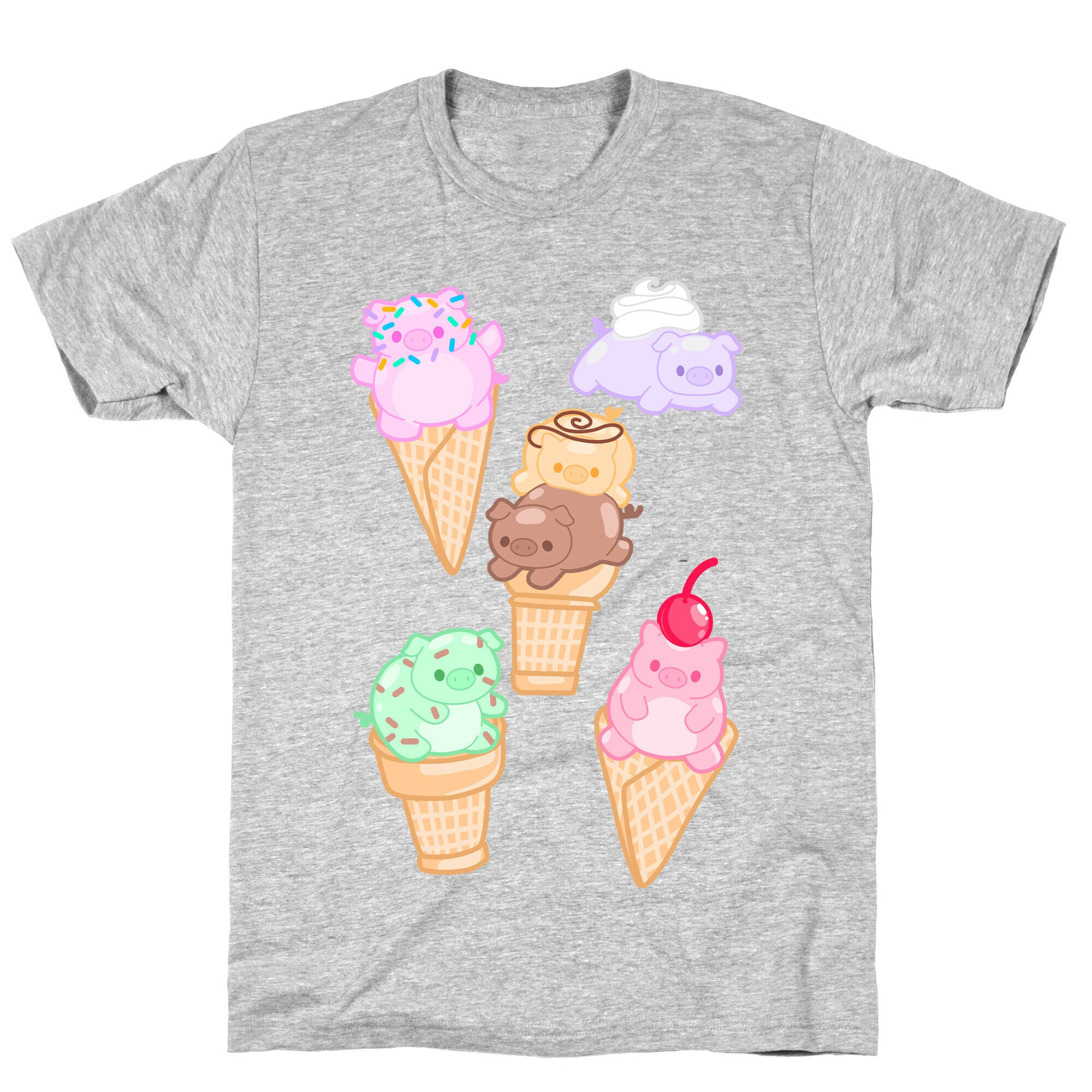 Ice Cream Pigs Pattern T-Shirt