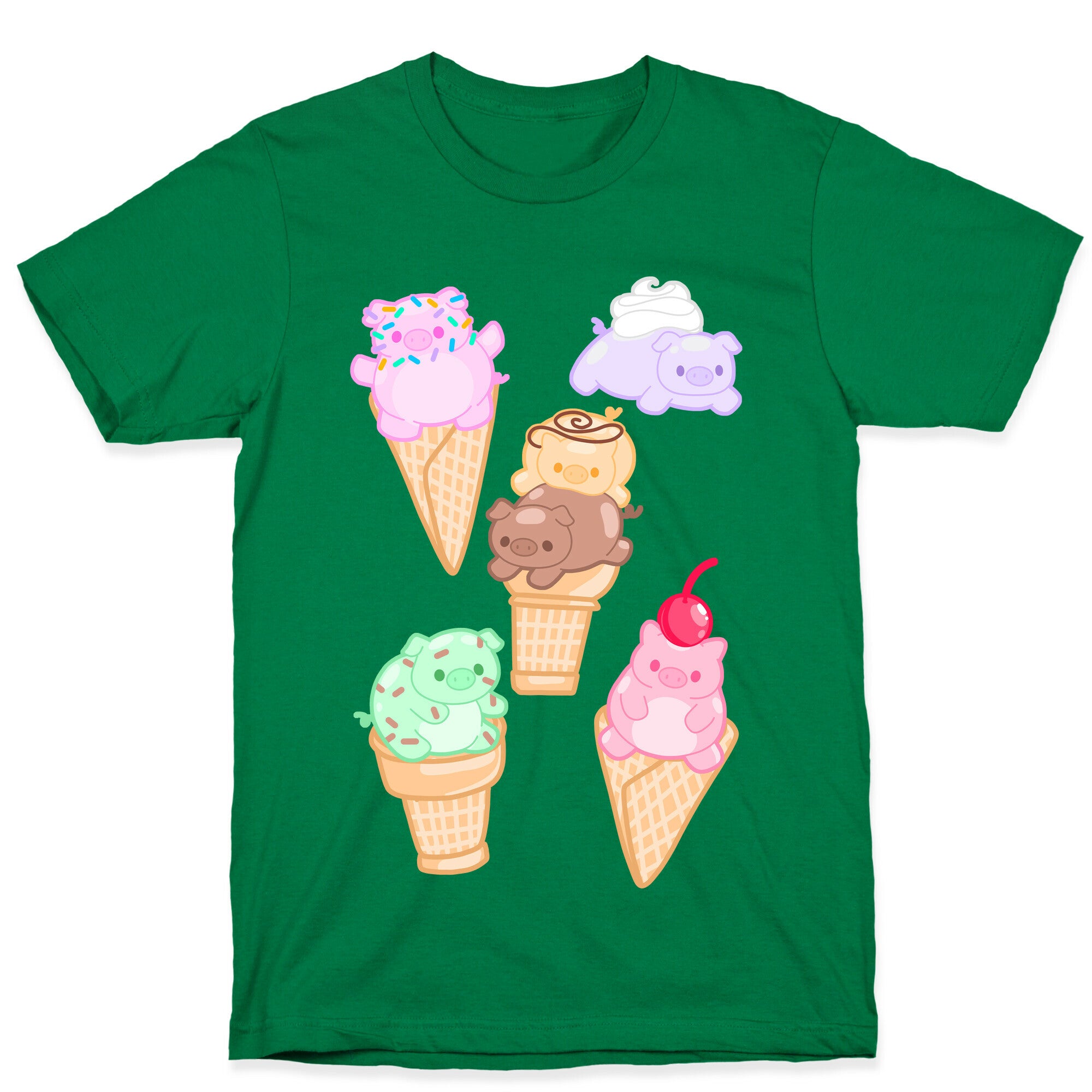 Ice Cream Pigs Pattern T-Shirt