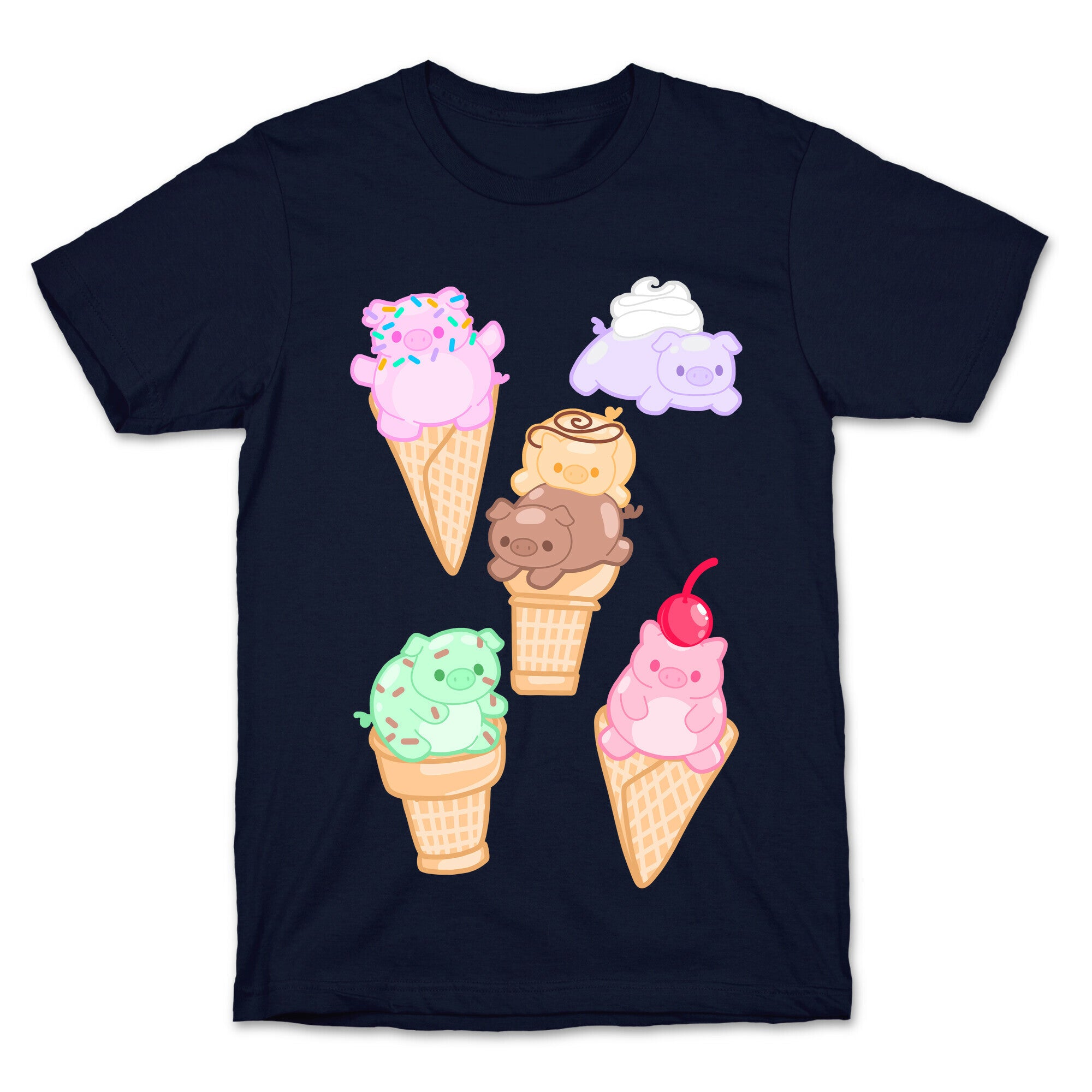 Ice Cream Pigs Pattern T-Shirt