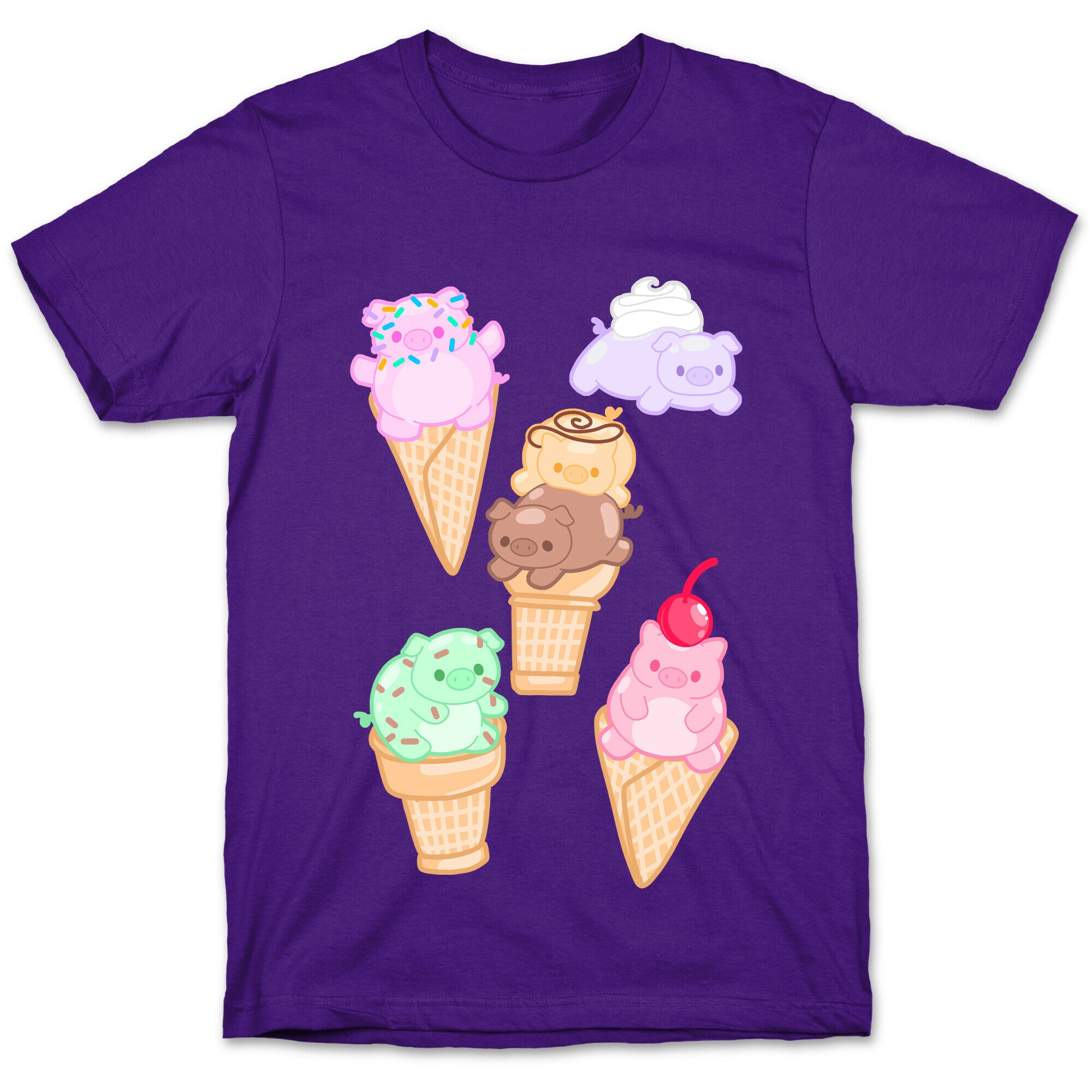 Ice Cream Pigs Pattern T-Shirt